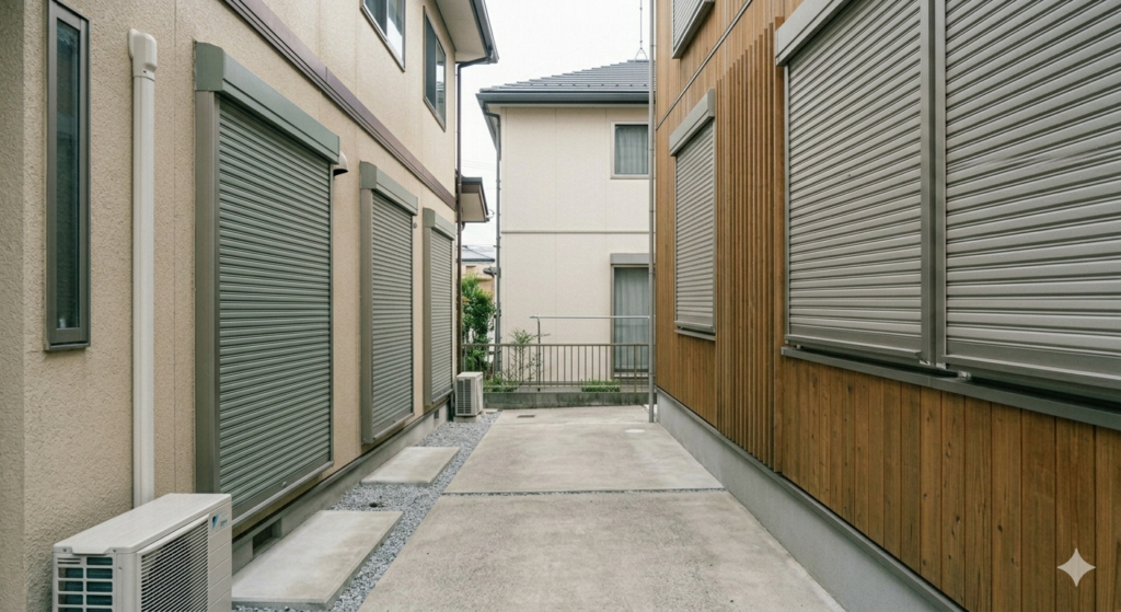 シャッターを全部閉めている様子