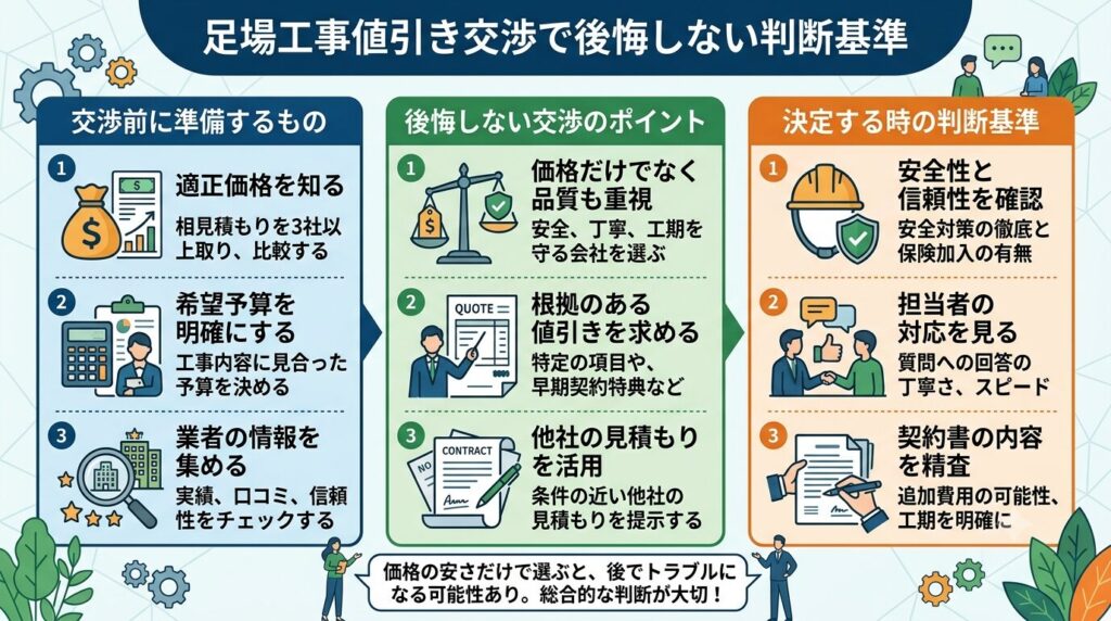 足場工事の値引き交渉で後悔しないようにわかりやすい表