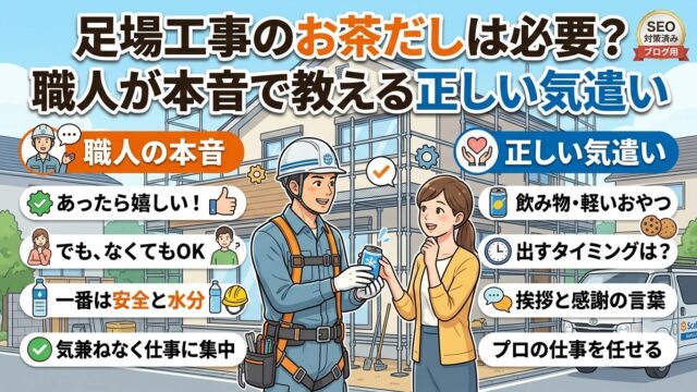 足場工事でのお茶出しは必要なのか？をわかりやすくしている画像