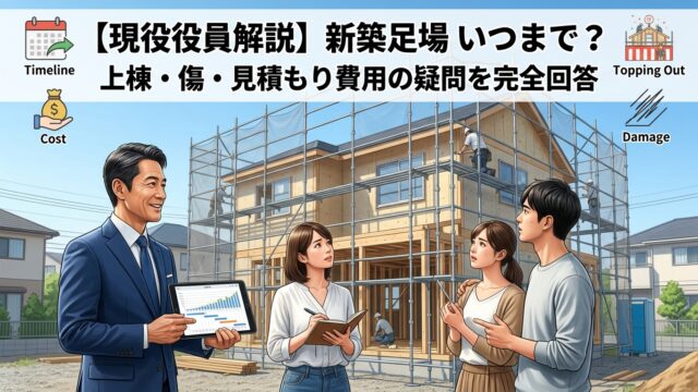 新築一戸建て住宅の建築現場で上棟前に設置されたクサビ式足場